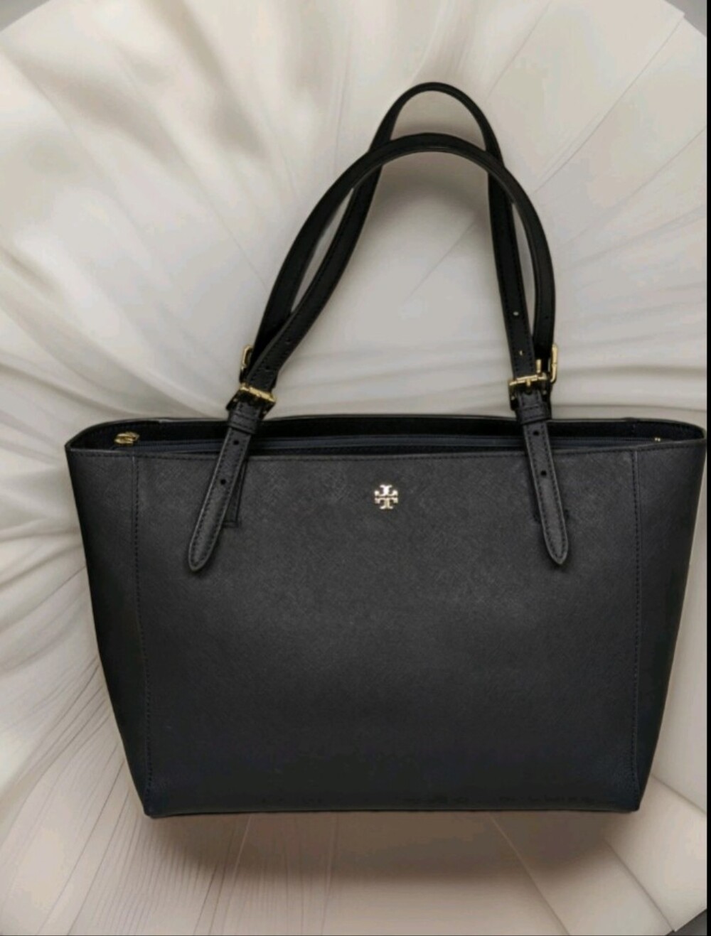 Tory Burch York Buckle Bag Dark Blue Saffiano Leather Tote/Shoulder Bag